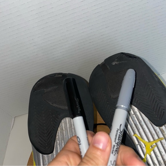 COPY - Nike Air Jordan Retro XIV 14 Thunder Black Vibrant Yellow 487471-070 Siz… - Picture 11 of 12